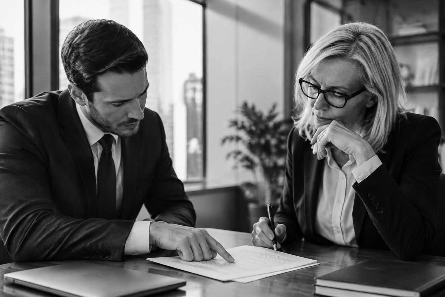 Attorneys reviewing a contract